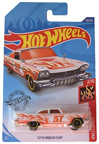 DieCast Hotwheels -'57 Plymouth Fury-, Flames 2/10 -White-