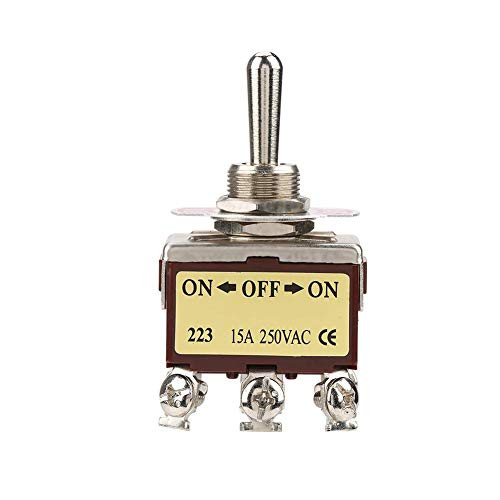Momentary Toggle Switch, ON-Off-ON Momentary Toggle Switch 3 Position Momentary Toggle Switch Spring Loaded with 6 Pin 12mm Button Diameter, 15A 250V AC
