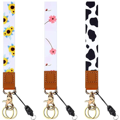 3 Pieces Wrist Keychain Lanyard Name Badge Wristlet Strap Lanyard Women Key Chain Holder Lanyard Hand Wrist Lanyard for Wallet, Key, Phone Bag, Card Holder, USB