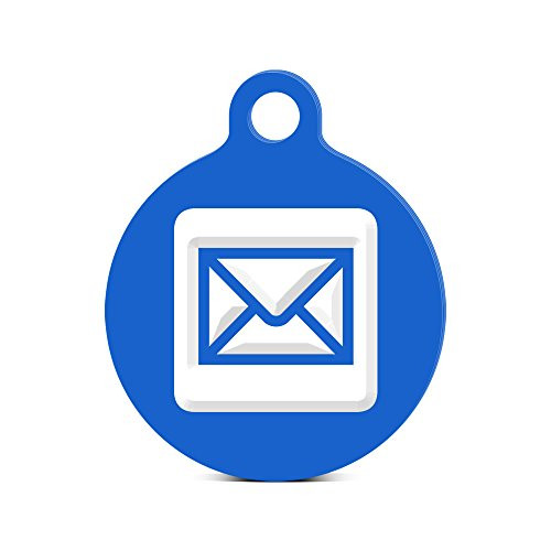 Mail Round Keychain with Tab Engraved icon Symbol 2 Blue