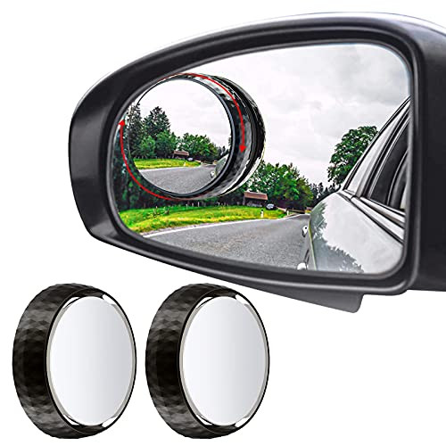 2Pcs Blind Spot Mirrors, APEXEDC Round HD Glass Mirrors Convex Frame 360°Rotate Adjustable Wide Angle Rear View Mirror with Sucker for All Universal Vehicles Car Suv and Trucks-Black-