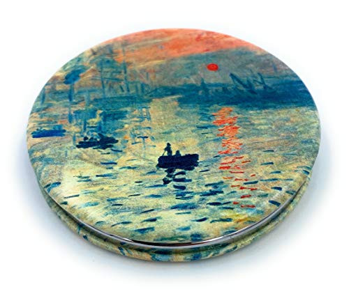 Compact Mirrors Magnifying for Makeup Mirror Travel Claude Monet Art Prints Sunrise Artistic Makeup Gift for Women