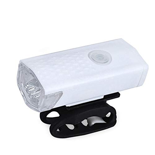 LEIPUPA USB Rechargeable Bike Light, Runtime 3 plus Hours Super Bright Headlight Front Lights LED, 3 Light Mode Fits All Bicycles, Mountain, Road - White