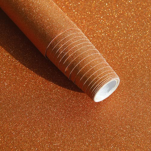 Orange Glitter Contact Paper Self Adhesive Glitter Wallpaper 17.7x118 Orange Glitter Peel and Stick Wallpaper Orange Sparkly Glitter Contact Paper Removable DIY Festival Gift Decoration Vinyl Film
