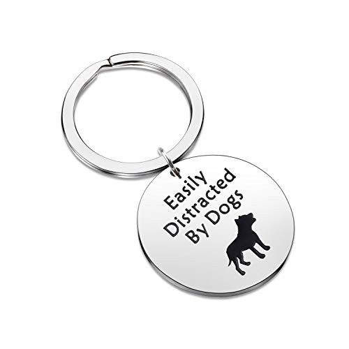 Picalela Dog Lover Gift Easily Distracted by Dogs Keychain Dog Lover Keychain Dog Mom Gift Dog Dad Gift Pet Lover Dog Owner Jewelry