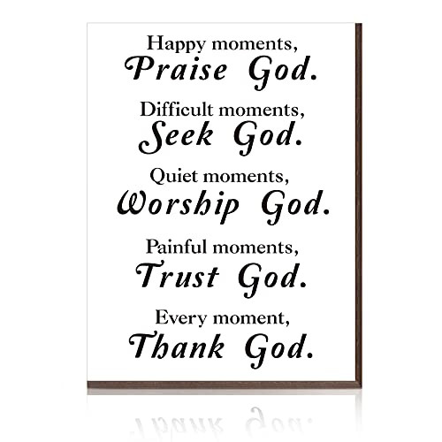 Jetec Wooden Hanging Wall Art Plaque Sign Happy Moments Praise God Difficult Moments Seek God Every Moment Thank God Motivational Quote Wall Art for Home Wall Decor Jetec Wooden Hanging Wall Art Plaque Sign Happy Moments Praise God Difficult Moments Seek God Every Moment Thank God Motivational Quote Wall Art for Home Wall Decor