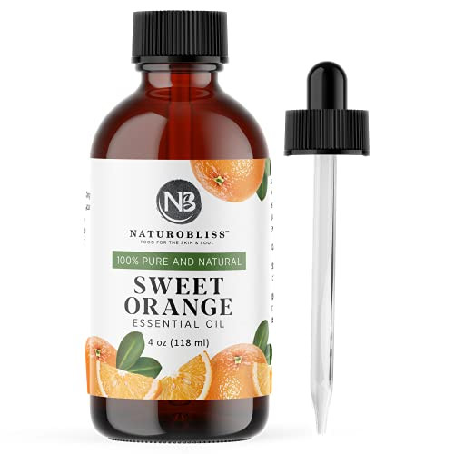 NaturoBliss 100 percent Pure and Natural Sweet Orange Essential Oil Therapeutic Grade Premium Quality Oil with Glass Dropper - Huge 4 fl. Oz - Perfect for Aromatherapy and Relaxation NaturoBliss 100 percent Pure and Natural Sweet Orange Essential Oil Therapeutic Grade Premium Quality Oil with Glass Dropper - Huge 4 fl. Oz - Perfect for Aromatherapy and Relaxation