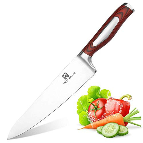 Vestaware Chefs Knife 8 Inch Kitchen Knife - Profession Chef Knife with Razor Sharp Blade & G10 Ergonomic Handle, German High Carbon Stainless Steel Chefs Knife