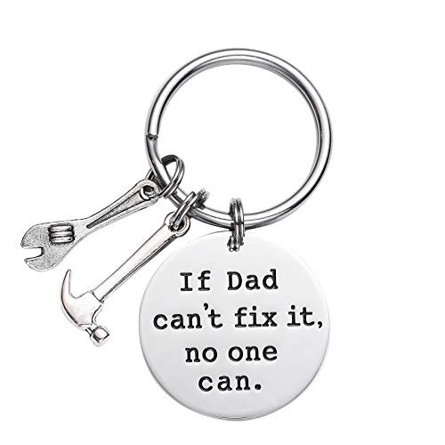 If Dad Can't fix it no one can Dad Keyring Dad Keychain Wrench Hammer Charm Father Day Gift -keychain-