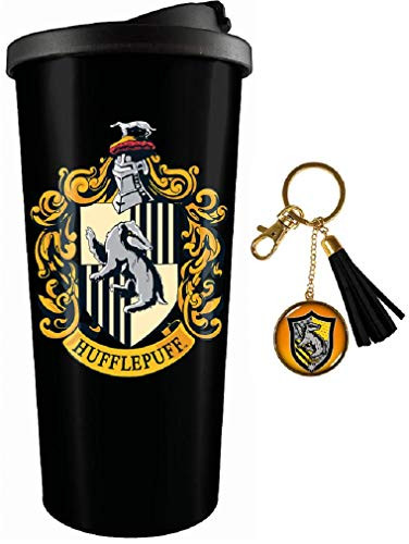 Spoontiques Harry Potter Bundle, Hufflepuff Travel Mug and Keychain