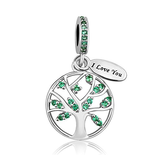 ReisJewelry Love Family Tree of Life Charm Mom Wife I Love You Charms Beads for Bracelets -I Love You Green Tree- ReisJewelry Love Family Tree of Life Charm Mom Wife I Love You Charms Beads for Bracelets -I Love You Green Tree-