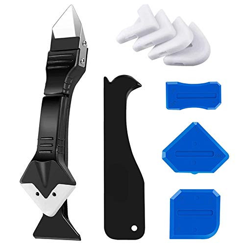 Caulking Tool, Caulk Remover  and  Scraper Tool kit, 3 in 1 Silicone Caulking Finishing Tool kit with Sealant Scraper