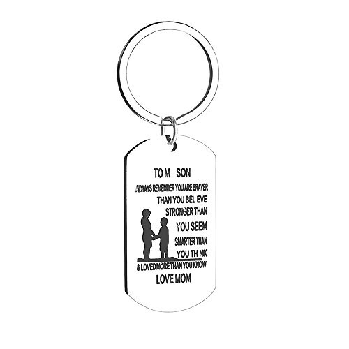 Keychain Keyring Keyhook Mon to Son Gift -Always Remember You are Braver Stronger Smarter Than You Believe