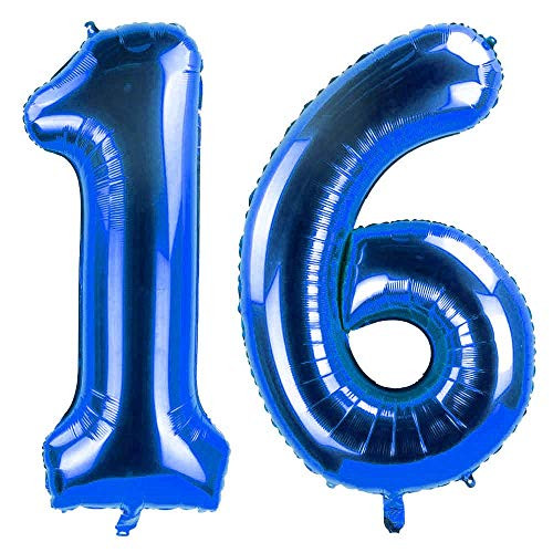 GAKA 40 Inch Navy Blue 16th Birthday Number Balloons 16 Foil Mylar Balloon for Anniversary Party Decoration GAKA 40 Inch Navy Blue 16th Birthday Number Balloons 16 Foil Mylar Balloon for Anniversary Party Decoration