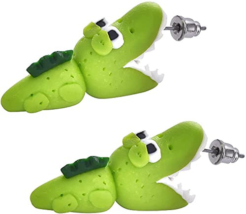 Cute Biting Ear Studs, 3D Dinosaur Bite Earrings Lovely Cartoon Animal Earring Studs Simple Cartoon Ear Studs Cute Ear Decors, Shark Bite Ear Studs Piercing Earrings -H-