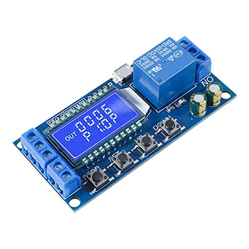 Dorhea Time Delay Relay DC12V 5V USB Relay Controller Module 6-30V Delay Switching Relay Board Delay-Off Cycle Timer 0.01s-9999mins Control Switch with LCD Display Support Micro USB 5V Power Supply