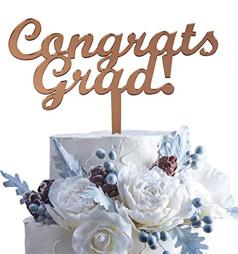 Rose Gold Congrats Grad Cake Topper Class of 2021 Cake Topper 2021 Graduate Party Supplies Decorations-High School Graduation, College Graduate Cake Topper
