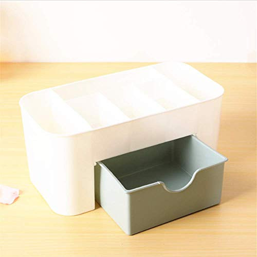 Desktop Makeup Organizer Drawers,Cosmetics Storage Box Division Office Desk Organiser Desktop Stationery Storage Box Makeup Organiser for Bedroom Bathroom Office -Green-