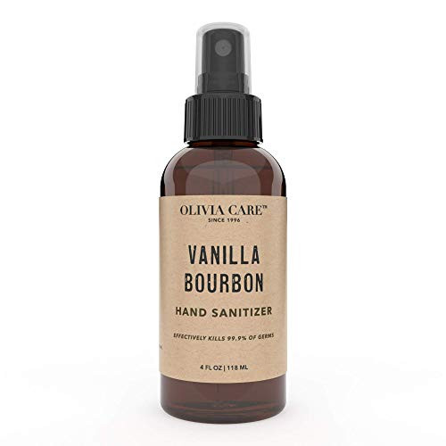 Olivia Care Hand Sanitizer Alcohol Based with Vanilla Bourbon Fragrance - Antibacterial, Antiseptic, 99.9 percent Effective Germ-Killing, Moisturize. Remove Bacteria, Impurities, Dirt. Disinfectant - 4 FL OZ Olivia Care Hand Sanitizer Alcohol Based with Vanilla Bourbon Fragrance - Antibacterial, Antiseptic, 99.9 percent Effective Germ-Killing, Moisturize. Remove Bacteria, Impurities, Dirt. Disinfectant - 4 FL OZ