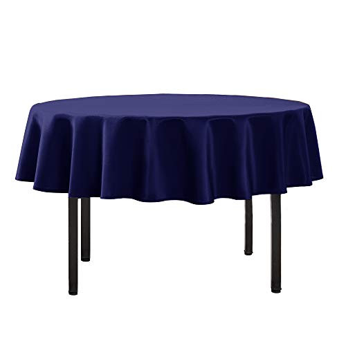 Softalker Round Tablecloth Waterproof  and  Stain Resistant Table Cloth Wrinkle Free Fabric Washable 210GSM Polyester Table Cover for Dining/Party/Buffet/Wedding -48 inch, Navy Blue-