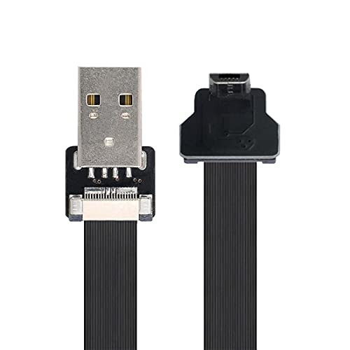 ChenYang CY Type-A USB 2.0 Male to Micro USB 5Pin Male Downward Angled 90 Degree Data Flat Slim FPC Cable 100CM for FPV  and  Disk  and  Phone