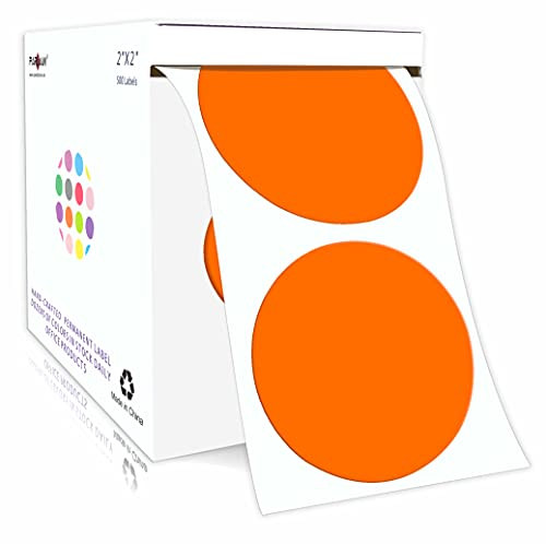 PARLAIM 2Color Coding Labels Stickers,500 per Roll Round Permanent Adhesive Circle Dot Stickers for Inventory Office Home-Orange-