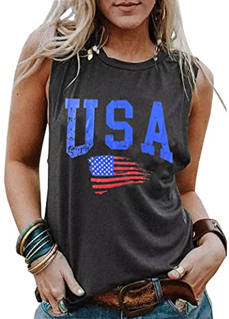 Susongeth American Flag Tank Tops for Women 4th of July Patriotic Shirt Sleeveless USA Flag Graphic Tees -Grey, Large, l- Susongeth American Flag Tank Tops for Women 4th of July Patriotic Shirt Sleeveless USA Flag Graphic Tees -Grey, Large, l-