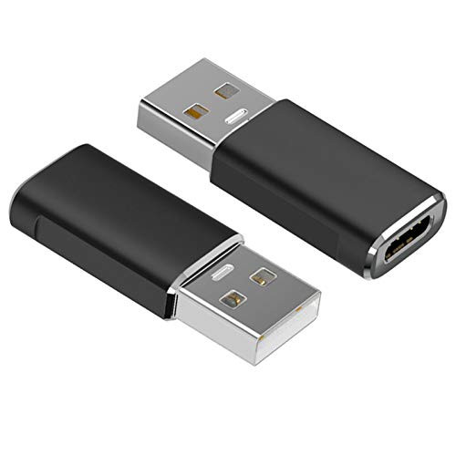 USB C Female to USB 3.0 Male Adapter-2-Pack-, BrexLink Type C to USB A Adapter, Compatible with Laptops, Power Banks, Chargers, and More Devices with Standard USB A Ports -Black-