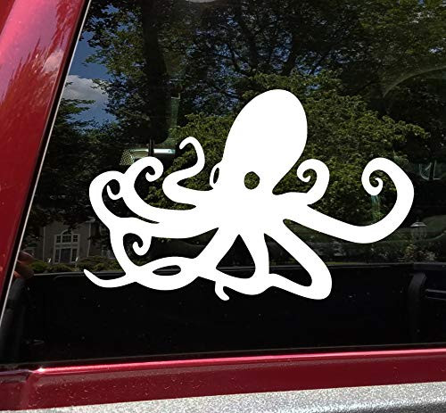 Minglewood Trading Orange - Octopus Vinyl Decal - Cephalopod Kraken Cthulhu Ocean Sea - Die Cut Sticker - 4.5w x 2.75h inches