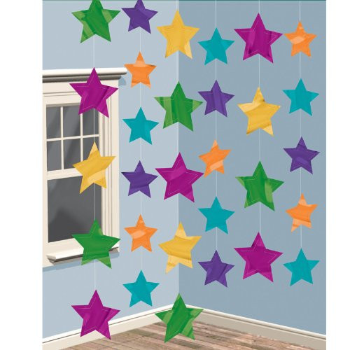 amscan Bright Color Stars String Decoration, Multicolor