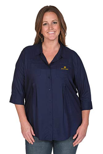 UG Apparel NCAA Notre Dame Fighting Irish Front Pleat Button-Up -1-, Navy, X-Large