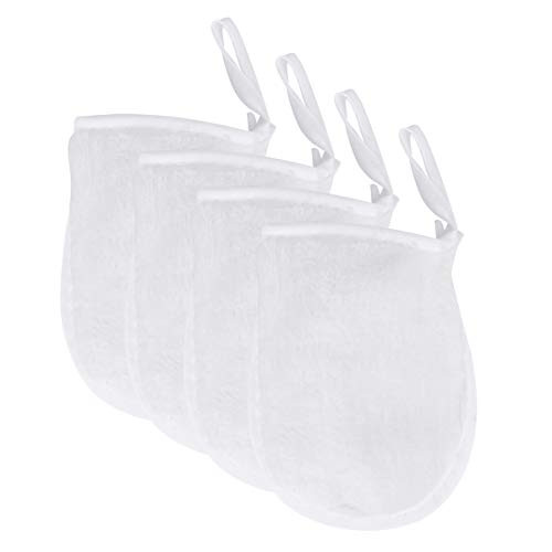 Artibetter 4pcs Microfiber Makeup Remover Gloves Facial Cleansing Gloves Reusable Facial Cloth Pads Mitts for Home Travel -White-