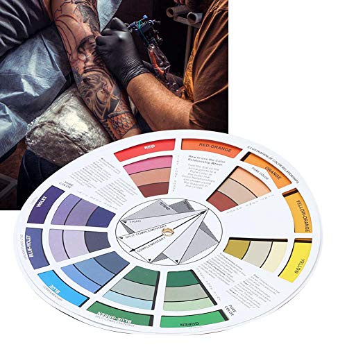 Color Wheel, Color Mixing Learning Guide Art Class Tool Color Wheels Tattoo Ink Color Wheel Diagram Tattoo Pigment Mix Color Guide for Permanent Eyebrow Lips Tattoo