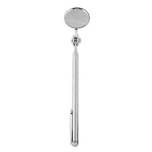 KIMISS Car Telescopic Inspection Mirror Stainless Steel plusGlassExtending Detection Round Lens Hand Tool-Sliver- -30600mm Pen Clip-