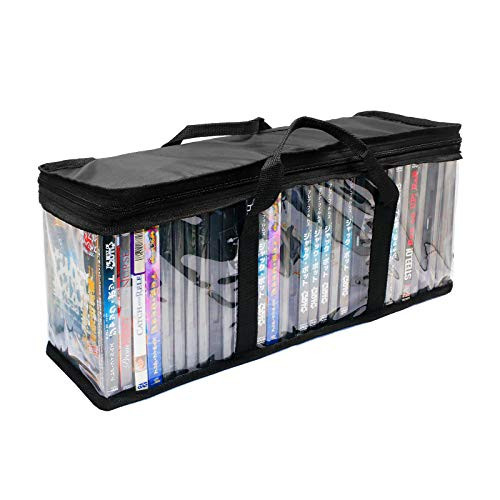 ARTWIND DVD Storage Bags Black,Holds 40 DVDs/BluRay/Movies/Media/PS4 Video Games,Zippered -Black-1 Pack-
