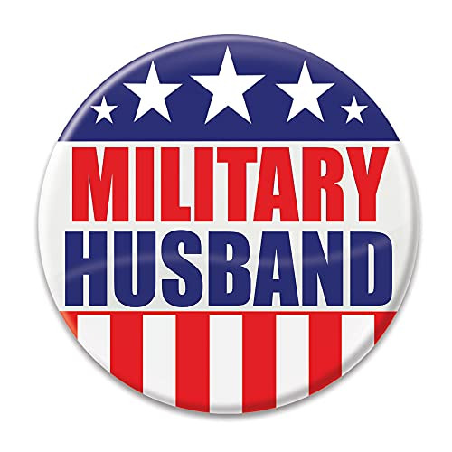 Beistle BT021 Patriotic"Military Husband" Cardstock Button, Multicolor