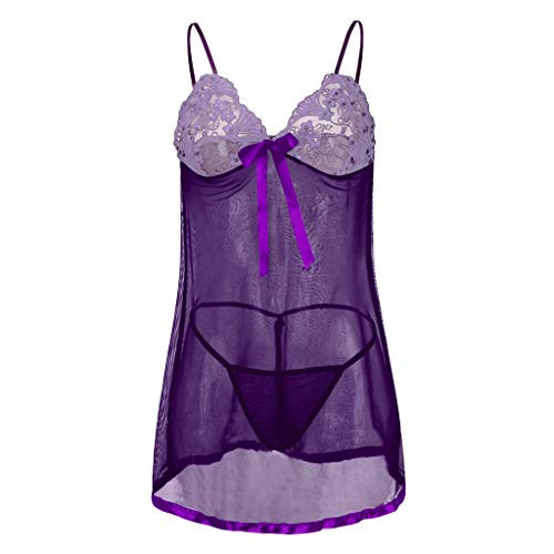 ? HebeTop ? Women Chemise Lingerie Sexy Nightie Full Slips Lace Babydoll Sleepwear Dress Purple ? HebeTop ? Women Chemise Lingerie Sexy Nightie Full Slips Lace Babydoll Sleepwear Dress Purple