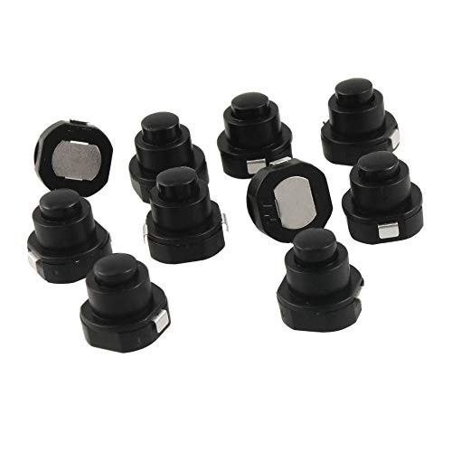 10 Pcs Latching Action Flashlight Torch Part Round Push Button Switch DC 30V 1A Black