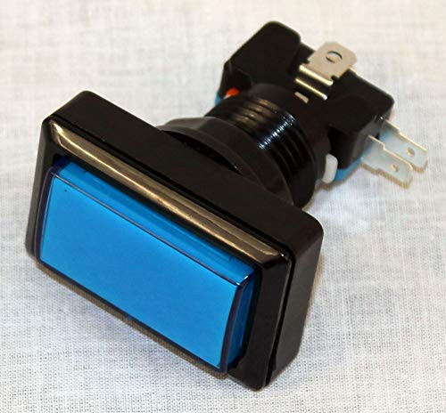RetroArcade.us ra-button-blue-led11 Arcade Game Illuminated Button Rectangle for Arcade and Crane Machines Blue Jamma mame