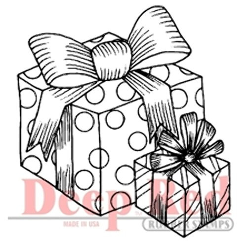 Deep Red Stamps Gift Boxes Rubber Stamp