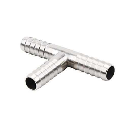 Beduan Stainless Steel 3/8" Hose Barb, 3 Way Tee T Shape Barbed Co2 Splitter Fitting