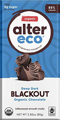 Alter Eco | Dark Blackout | 85% Pure Dark Cocoa, Fair Trade, Organic, Non-GMO, Gluten Free Dark Chocolate Bar, 12 Bars