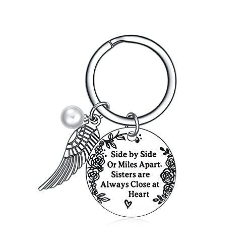 Sister Gifts from Sister, Sister Keychain Keyring, Christmas Birthday Gifts for Sisters, Side by Side or Miles Apart, Sisters are Always Close at Heart Sister Gifts from Sister, Sister Keychain Keyring, Christmas Birthday Gifts for Sisters, Side by Side or Miles Apart, Sisters are Always Close at Heart