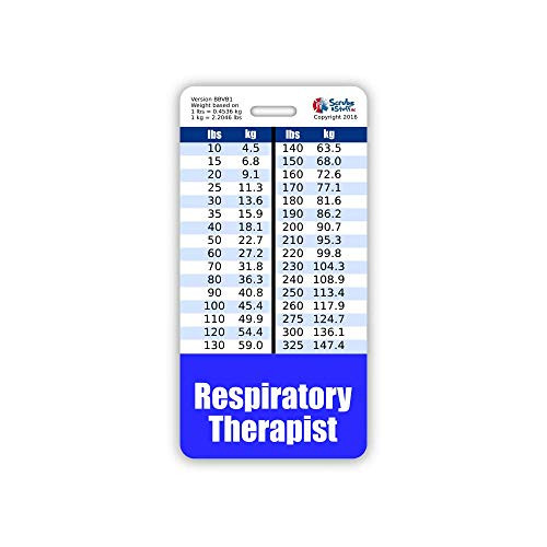 Respiratory Therapist Badge Buddy Vertical w/Height  and  Weight Conversion Charts -Standard, Blue-