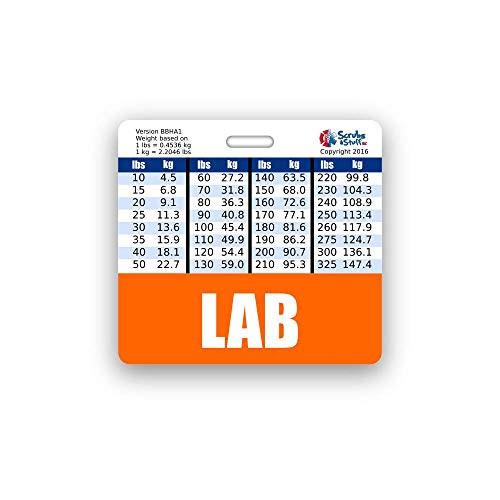 LAB Badge Buddy Horizontal w/Height  and  Weight Conversion Charts -Standard, Orange-