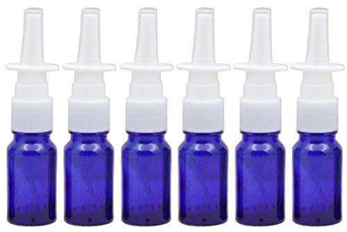 6PCS 10ml/0.34oz Empty Glass Refillable Nasal Spray Bottles Fine Mist Sprayers Atomizers Makeup Water Travel Containers Jars For Perfumes Essential Oils Medical Saline Water Applications -Blue-