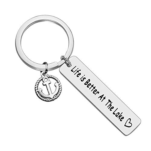 Lake Life Keychain Lake Lover Gifts Lake Jewelry Life Is Better at The Lake Keyring Camper Keychain Camper RV Trailer Keychain Camper Gifts Outdoor Lover Gifts Vacation Jewelry for Women Men