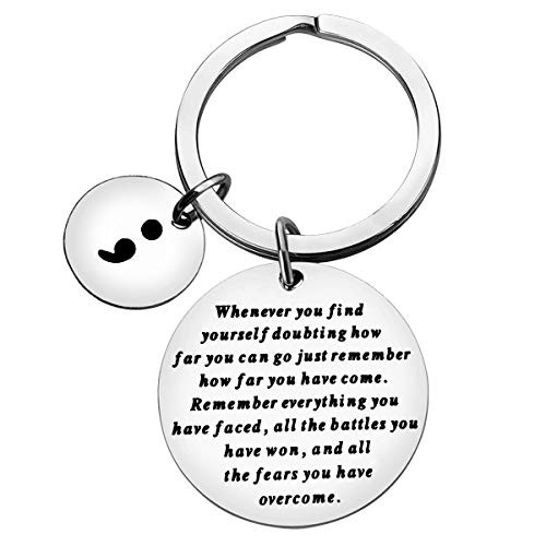 Semicolon Keychain Suicide Prevention Awareness Depression Awareness Inspirational Gift Encouragment Gift Keychain Mental Health Jewelry Christmas Birthday Gift