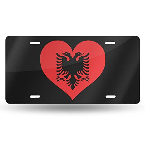WAZZ CHUD Albanian Flag Novelty License Plate Decorative Car Front License Plate Vanity Tag Aluminum Car Plate 6" X 12" Inch Car Plate License Plate Frame