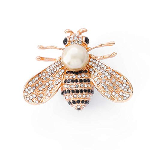 Woeoe Bee Crystal Brooches Pins Gold Insect Themed Brooch Pins Animal Rhinestone Pearl Hat Clothing Party Brooch Pin Jewelry Accessories for Women Woeoe Bee Crystal Brooches Pins Gold Insect Themed Brooch Pins Animal Rhinestone Pearl Hat Clothing Party Brooch Pin Jewelry Accessories for Women